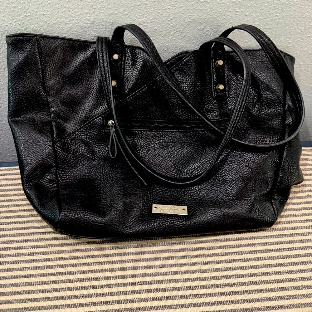 Jessica Simpson Black Textured Satchel